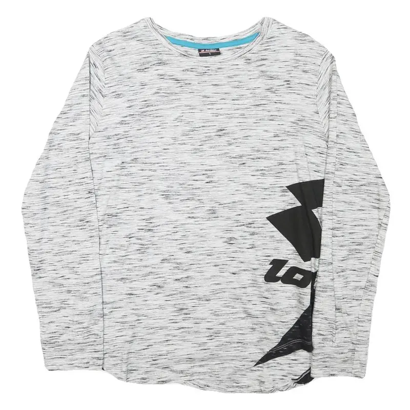 Lotto Womens White & Black Graphic T-Shirt S Long Sleeve Crew Neck Cotton Blend 1