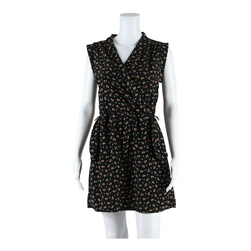 Louche Owls Womens Wrap Dress Black Short Sleeve Short Uk 8 1