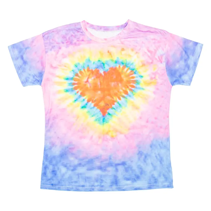 Love Heart Womens Tie Dye T-Shirt Pink M 1