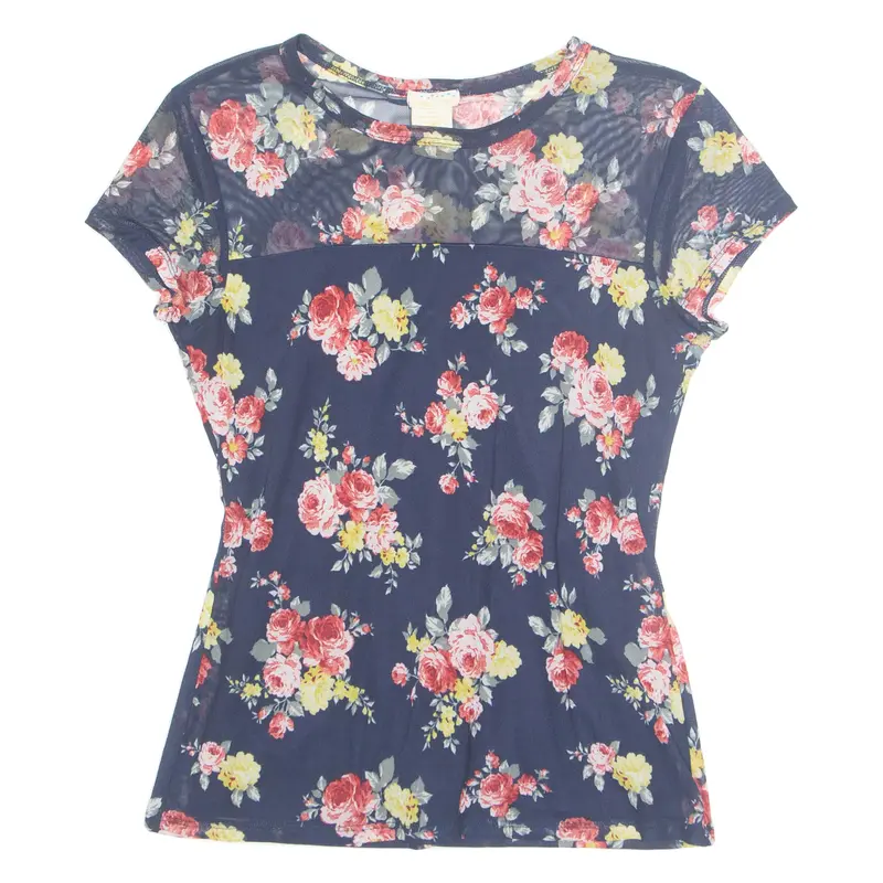 Love On Tap Womens Printed Top Blue Floral M 1