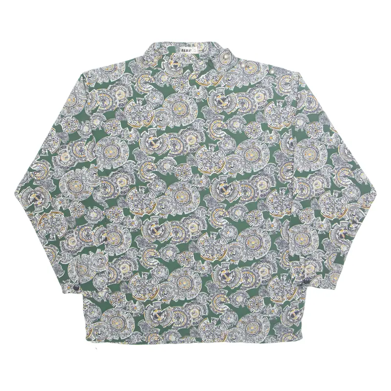 Love Womens Printed Blouse Green Long Sleeve Crazy Pattern M 1
