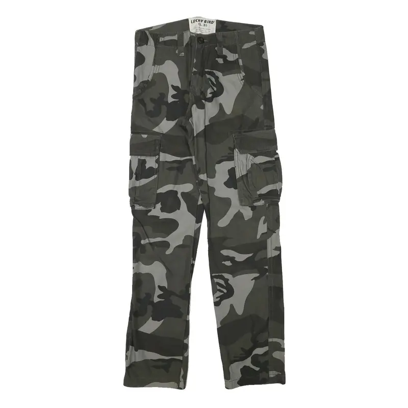 Lucky Bird Mens Regular Fit Cotton Blend Camouflage Cargo Trousers W30 L32 1