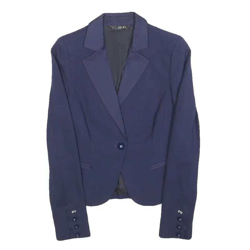 Lui Jo Womens Blue Jacket Xs Polyester Tailored Button Plain Elegant Stylish 1