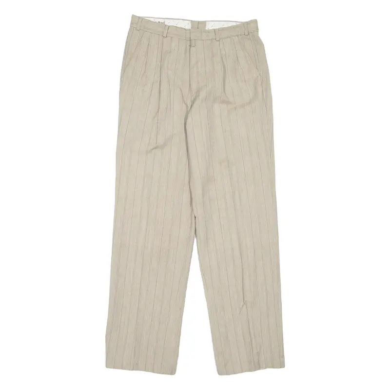 Luigi Morini Striped Womens Trousers Beige Regular Straight W31 L31 1