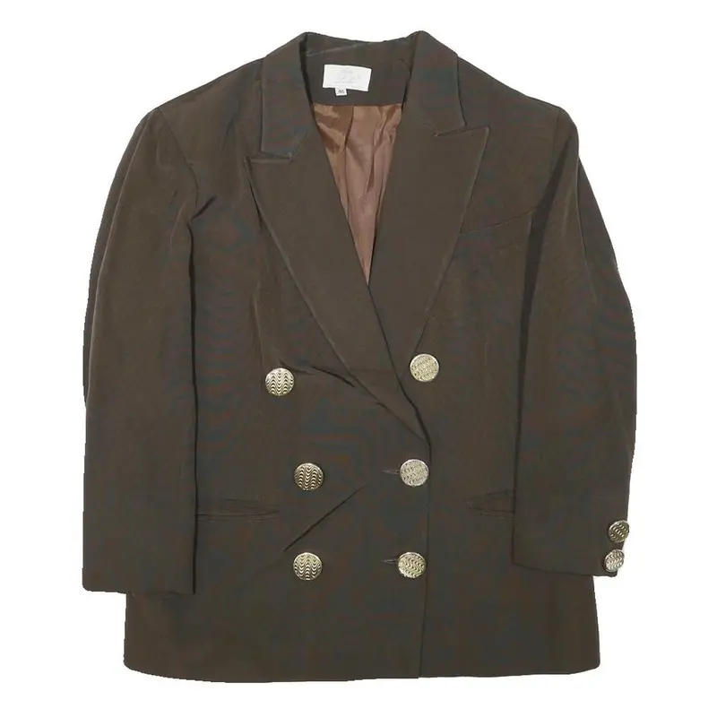 Luti Womens Brown Wool Blend Button Jacket M Plain Classic Tailored 1