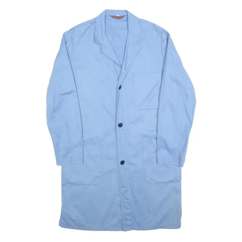 Lutteurs Mens Blue Cotton Button Jacket M Plain Lightweight Casual Style 1