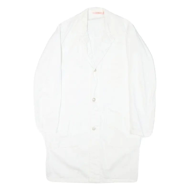Lutteurs Womens White Cotton Blend Button Jacket M Plain Classic 1