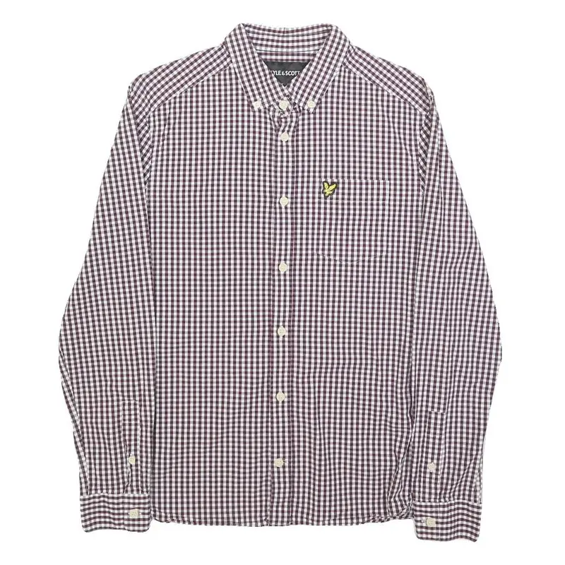 Lyle & Scott Mens Red & White Check Shirt M Button-Down Collar Cotton Blend 1