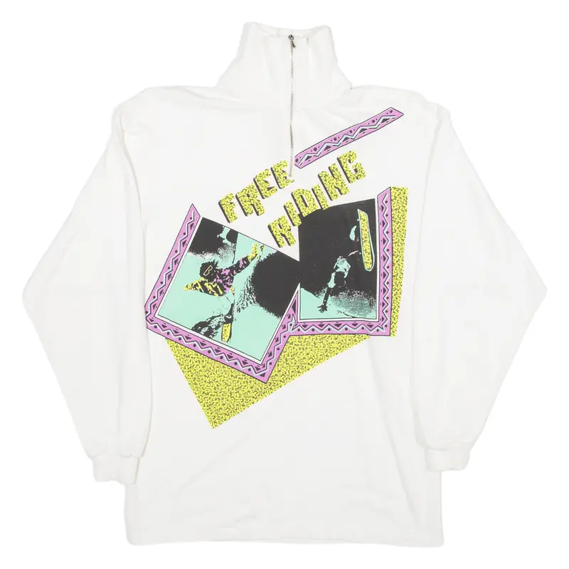 M.A.S.E.R Free Riding Womens Sweatshirt White 1/4 Zip Uk 14 1