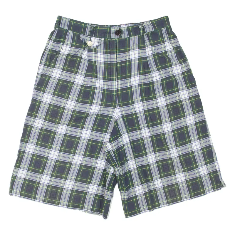 Mac Elton Womens Casual Shorts Green Plaid S W27 1