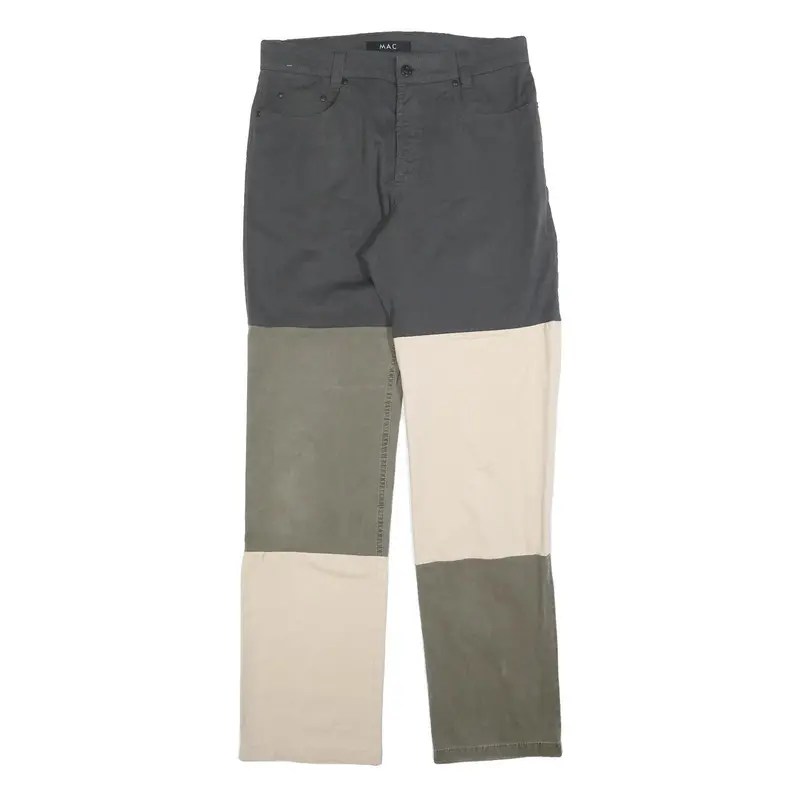Mac Mens Cotton Blend Regular Fit Colourblock Trousers W32 L36 Stylish Patchwork 1