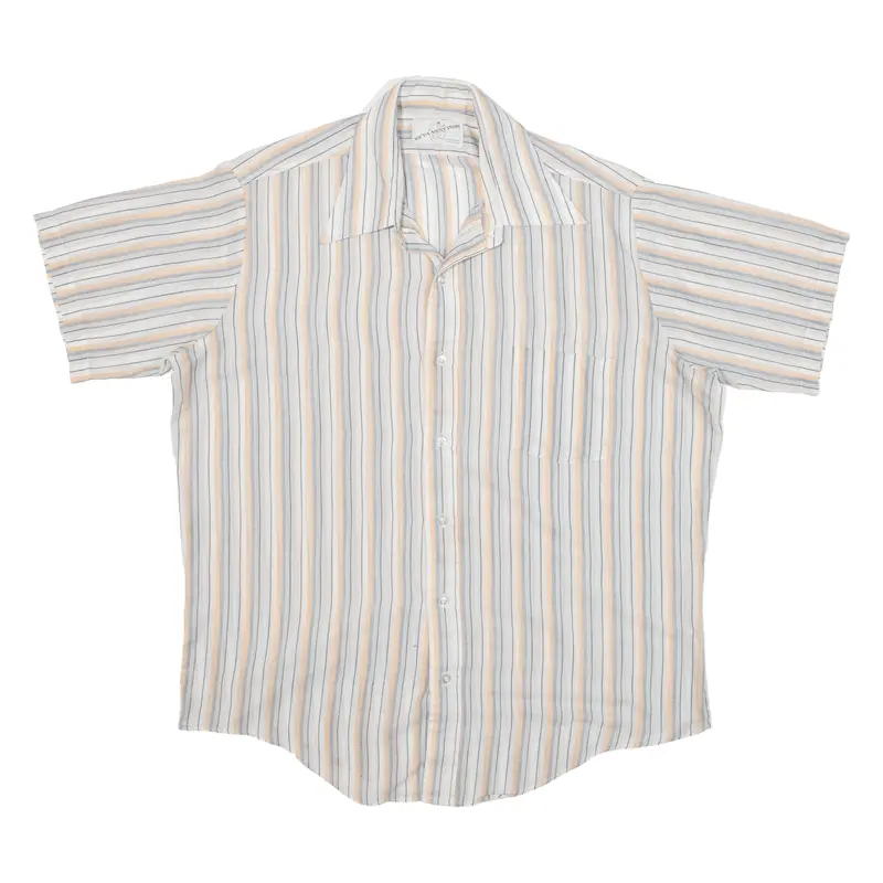 Macys Mens Store Mens Shirt Orange Striped Short Sleeve Xl 1