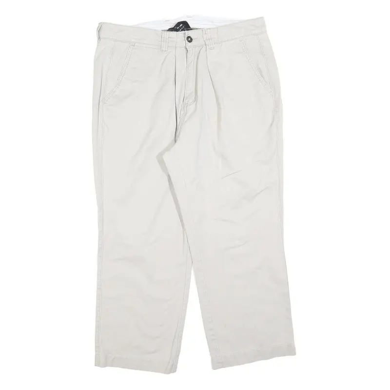 Maddison Mens Cotton Blend Relaxed Straight Trousers Off White W35 L25 Casual 1