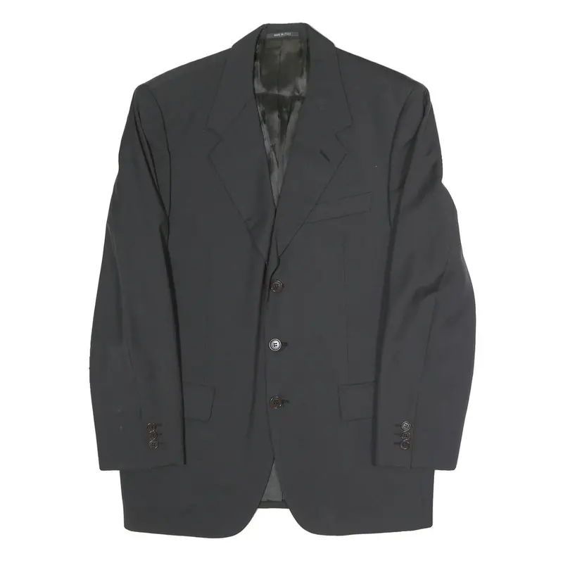 Made In Italy Mens Black Classic Jacket L Polyester Blend Button Formal Wear 1