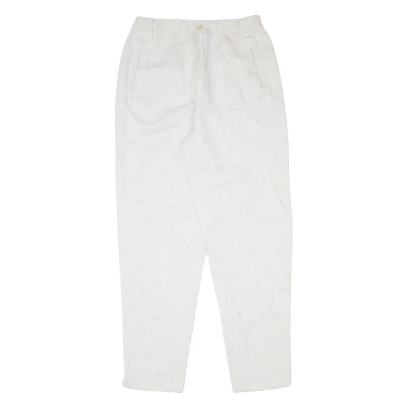 Madie's Fashion Floral Womens Trousers White Mom 90S Linen W26 L29 1