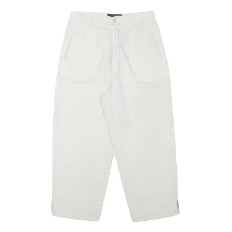 Madie's Fashion Womens Linen Blend White Relaxed Tapered Trousers W26 L22 Casual 1