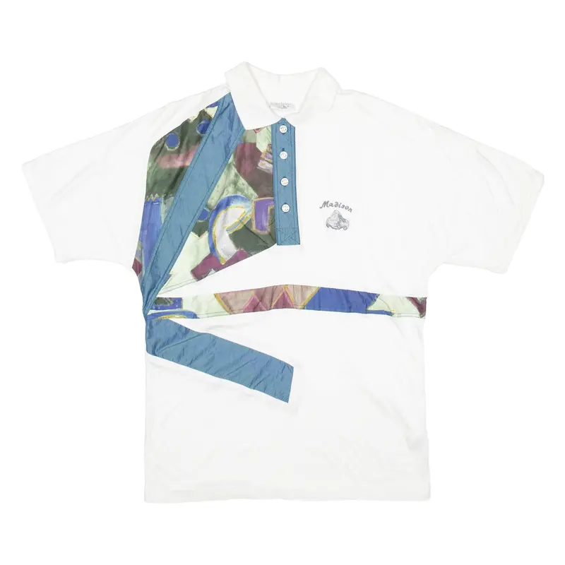 Madison Mens Polo Shirt White Geometric S 1