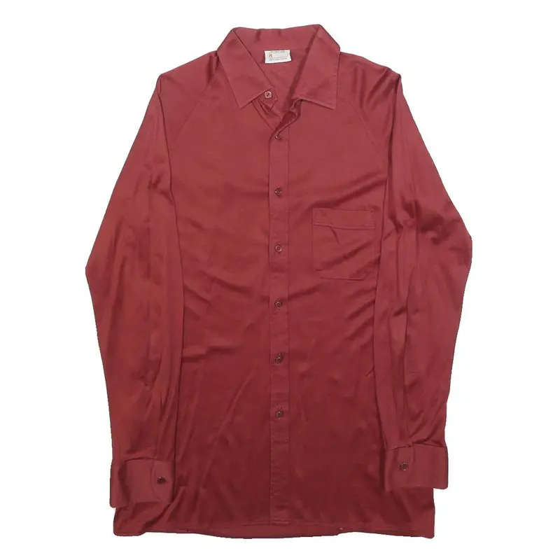 Maestro Mens Red Polyester Blend Shirt S Long Sleeve Classic Button Collar 1