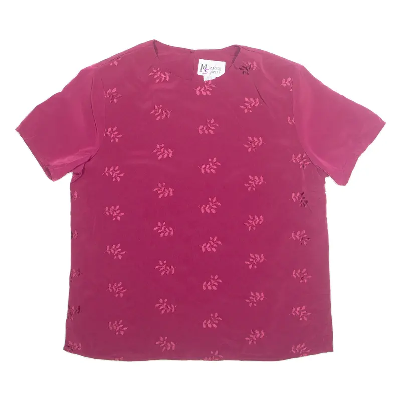 Maggie Sweet Embroidered Womens Top Maroon Floral S 1