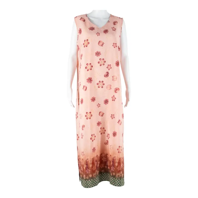 Maggie Sweet Womens Shift Dress Pink Floral Sleeveless Long L 1