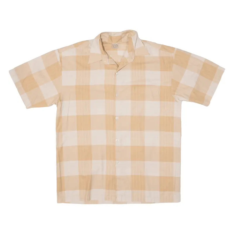 Main Street Mens Shirt Beige Check M 1