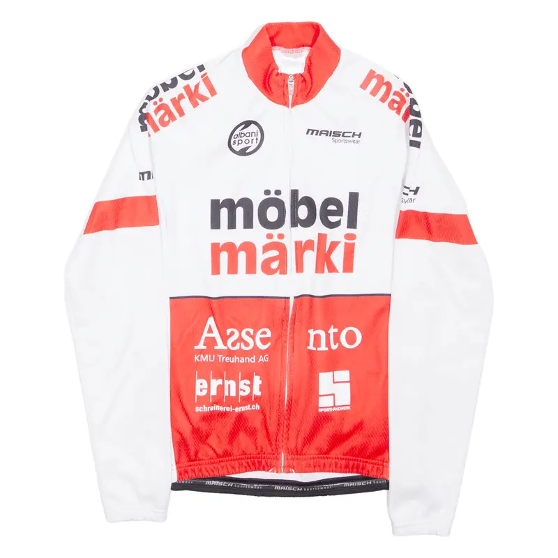 Maisch Full Zip Cycling Shirt Mens Jersey Red Long Sleeve S 1