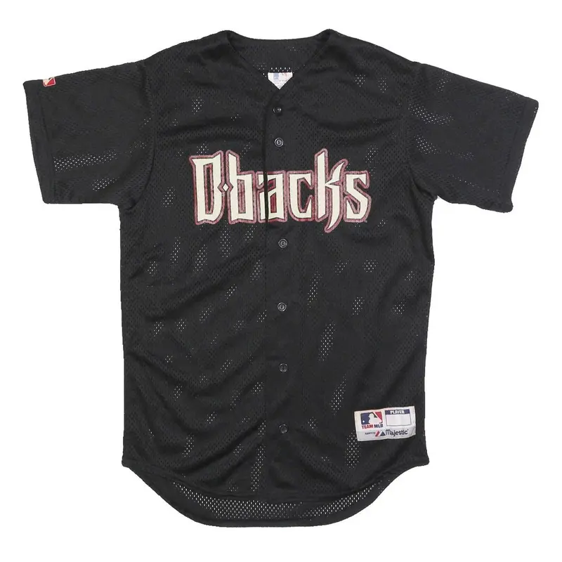 Majestic Mens Black Dbacks Heritage Button Jersey S Short Sleeve V-Neck Baseball 1