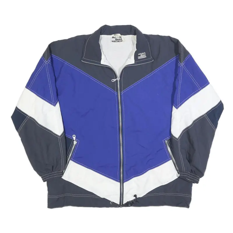 Maka Sport Mens Blue & Grey Zip Jacket M Polyester Blend Colourblock Casual 1