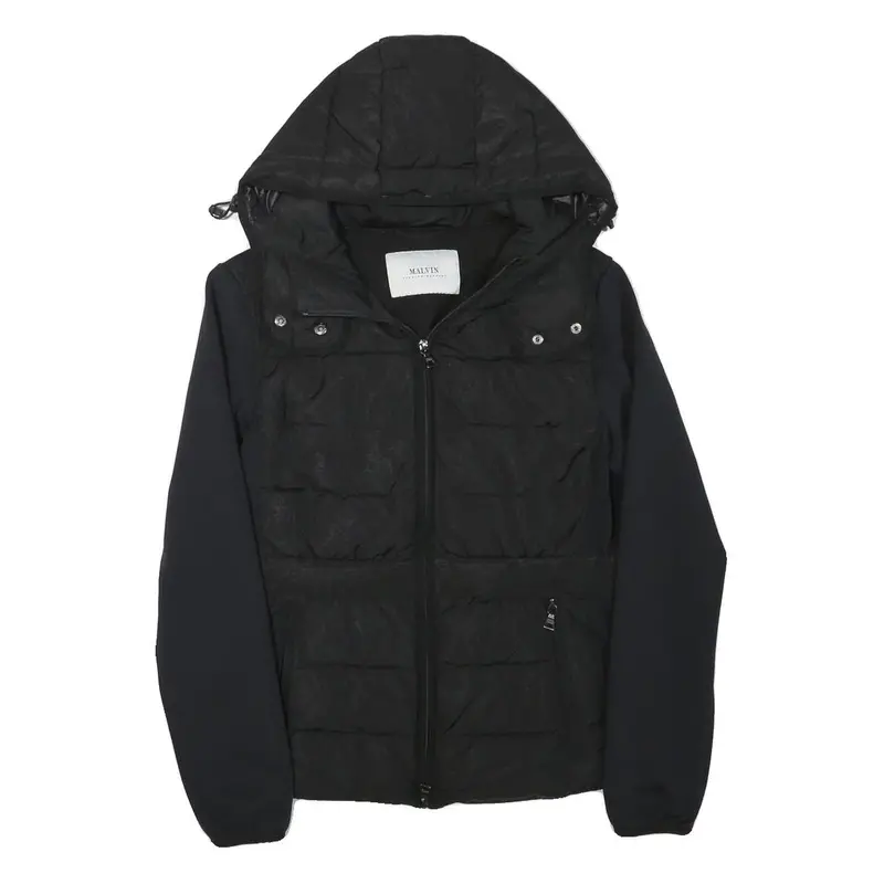 Malvin Womens Black Outdoor Jacket S Polyester Blend Woven Plain Zip Hooded 1