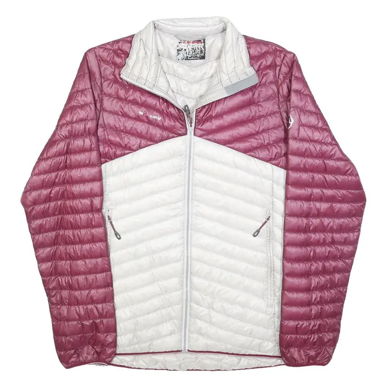 Mammut Mens Pink & White Quilted Jacket S Polyester Outdoor Zip Up Light Warm 1