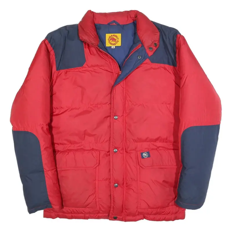 Mammut Mens Red & Navy Outdoor Jacket M Polyester Blend Puffer Zip Pocket 1