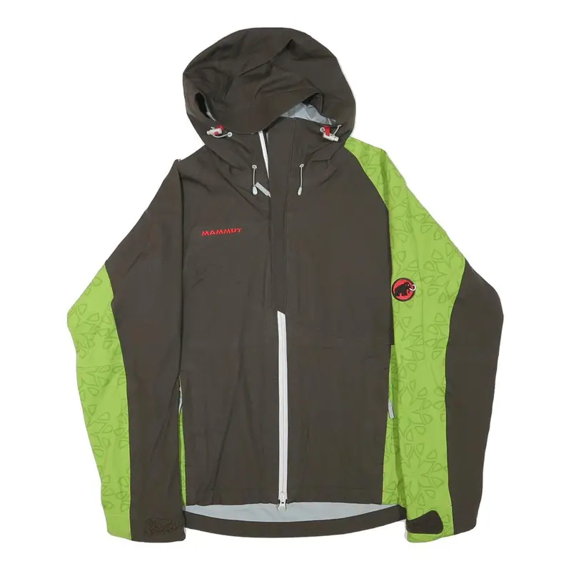 Mammut Womens Green & Brown Outdoor Jacket S Polyester Blend Hooded Zip Drytech 1