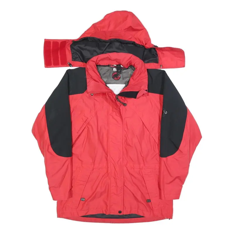 Mammut Womens Red & Black Outdoor Jacket M Polyester Zip Hooded 1