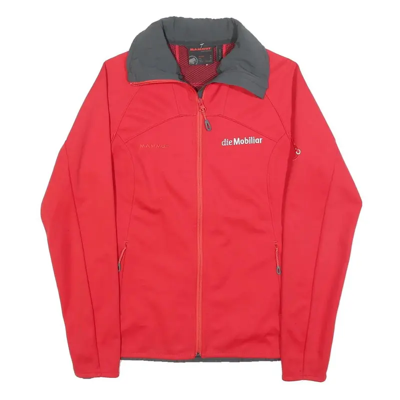 Mammut Womens Red Softshell Polyester Jacket M Outdoor Zip Collar Sport 1