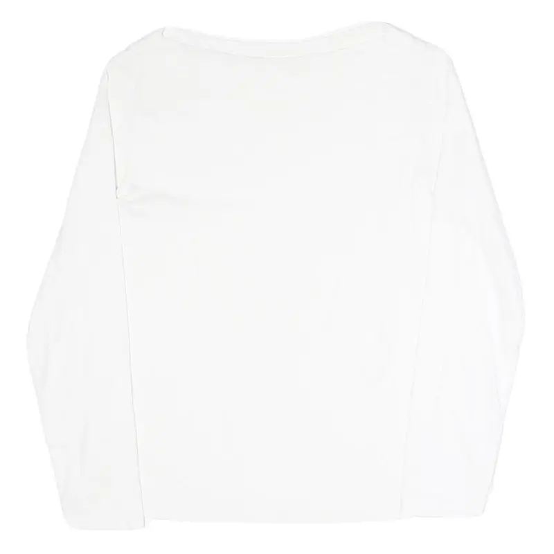 Mango Womens White Plain Long Sleeve Crew Neck T-Shirt Xl Cotton Blend 1