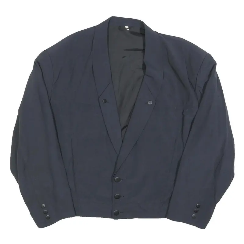 Manhatten Club Mens Navy Button Jacket M Polyester Blend Plain Classic 1