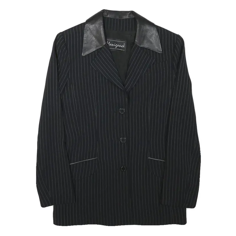 Manisance Womens Black & Grey Pinstripe Tailored Jacket Xxs Polyester Blend 1