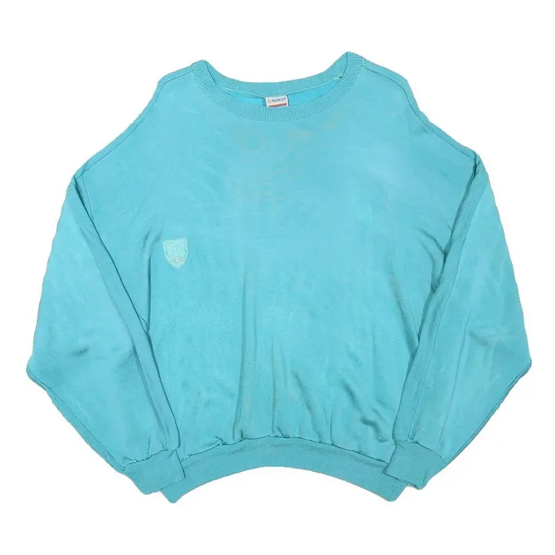 Manor Womens Blue Crew Neck S Casual Polyester Blend Sweatshirt Pullover 1