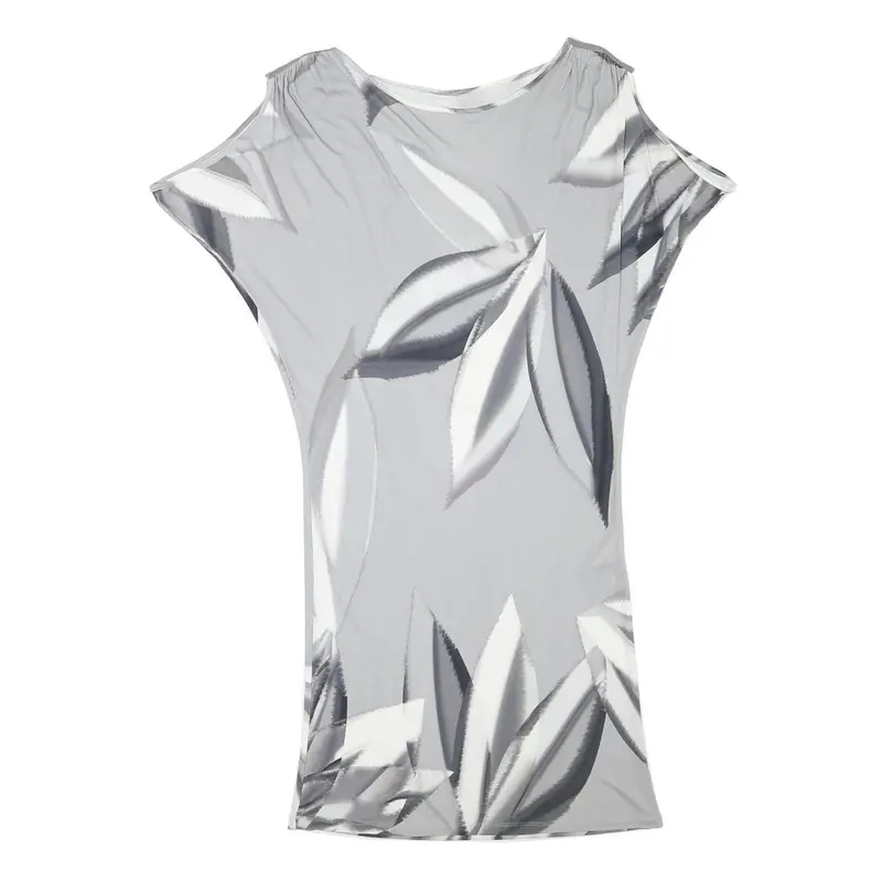 Marc Cain Womens Grey & White Cold Shoulder Shift Dress Polyester Blend L 1
