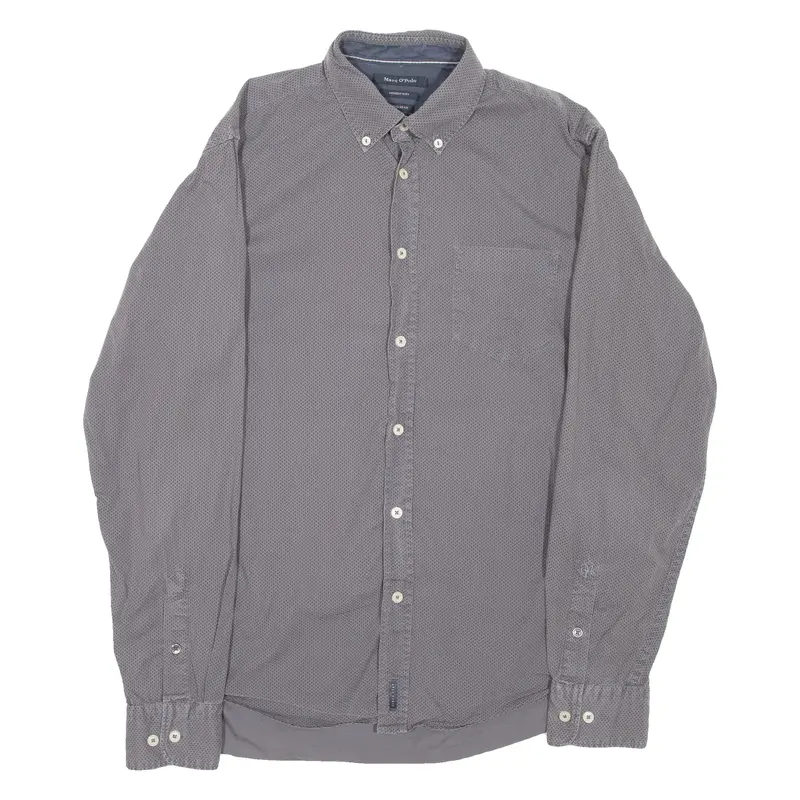 Marc O'polo Regular Fit Mens Shirt Grey Spotted Long Sleeve M 1