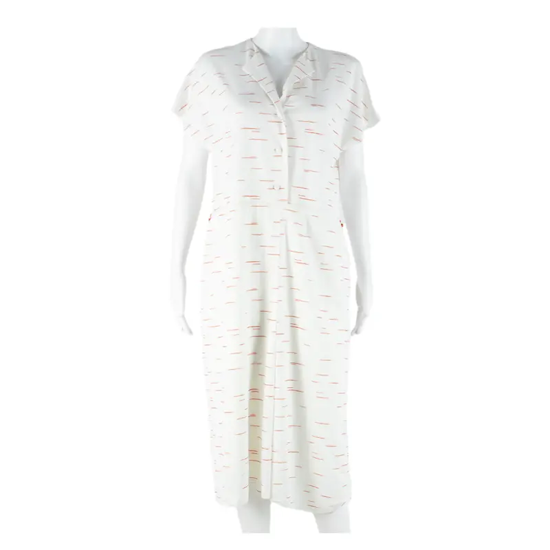 Marcelle Griffon Womens Day Dress White Striped Short Sleeve Midi L 1