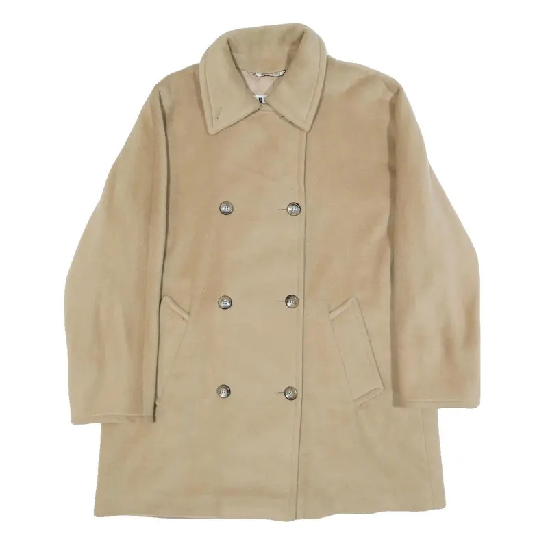 Marella Womens Beige Wool Button Jacket Uk 8 Classic Plain Double-Breasted 1