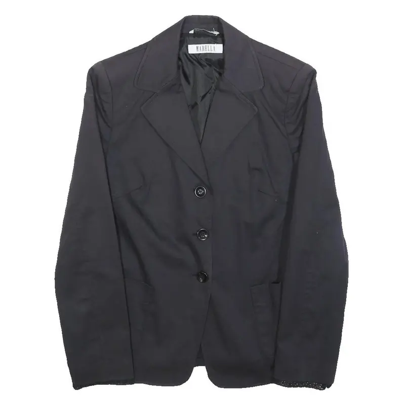 Marella Womens Black Jacket Uk 12 Cotton Blend Button Classic Tailored Plain 1