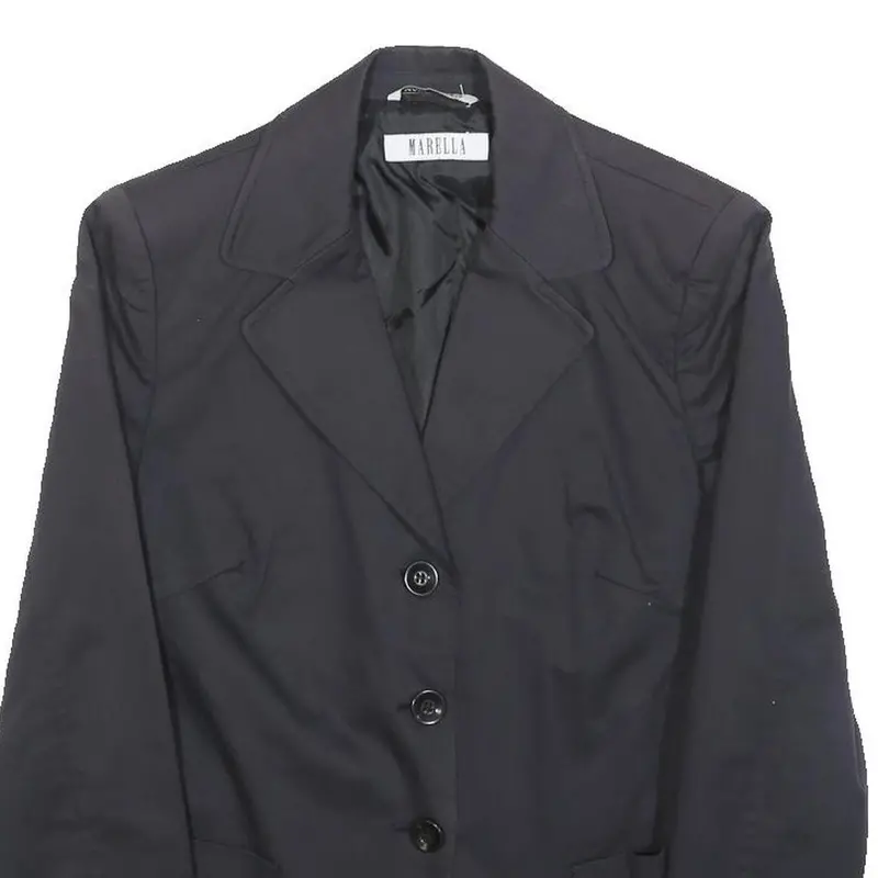 Marella Womens Black Jacket Uk 12 Cotton Blend Button Classic Tailored Plain 2