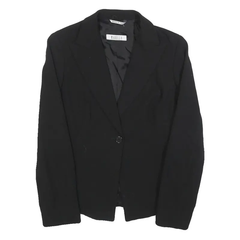 Marella Womens Black Wool Blend Blazer Jacket Uk 10 Classic Tailored Button 1