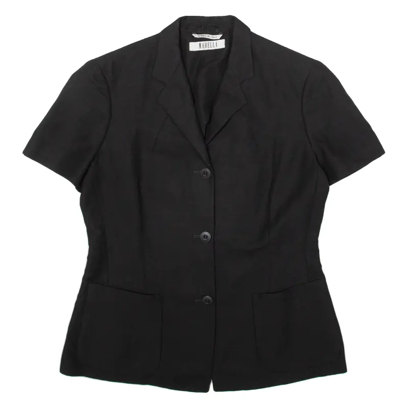 Marella Womens Blazer Jacket Black Linen Uk 10 1