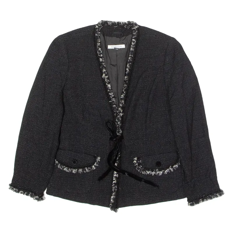 Marella Womens Blazer Jacket Black Wool Uk 8 1