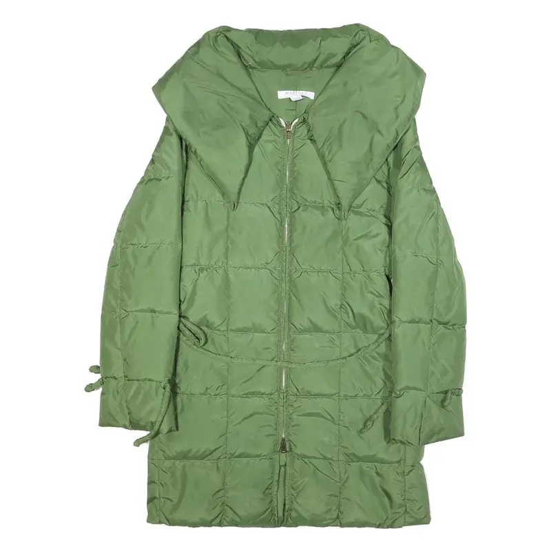 Marella Womens Green Nylon Quilted Jacket Uk 10 Zip Closure Long Sleeve Warm 1