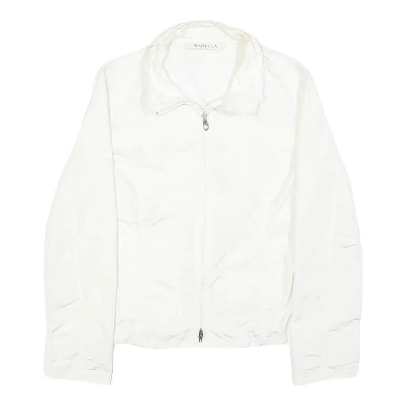 Marella Womens White Jacket Uk 10 Polyamide Blend Zip Classic Plain Lightweight 1