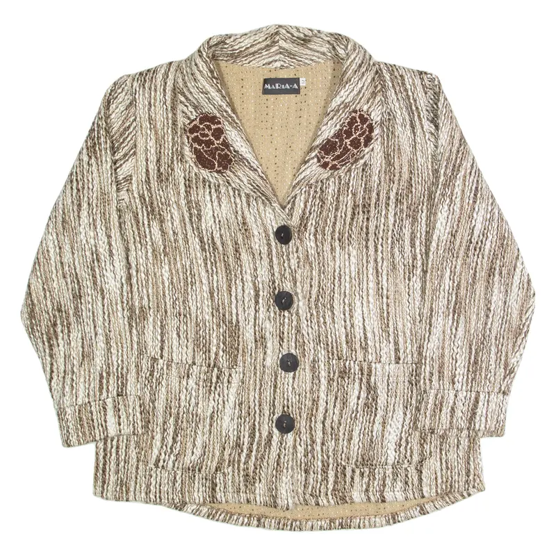 Maria A Womens Blazer Jacket Brown Knit 90S M 1